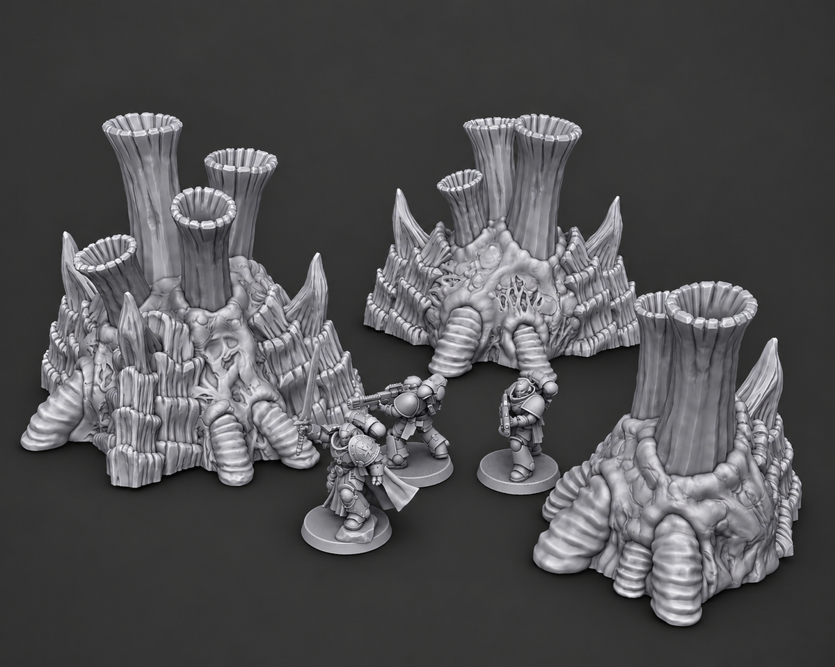 Lot de 3 Cheminées Organiques Alien